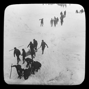 Photo Credit: The Rooms Provincial Archives: LS 51; S.S. Bellaventure crew bringing bodies and survivors of the S.S. Newfoundland Sealing Disaster aboard ship.