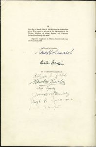 Photo Credit: The Rooms Provincial Archives: GN 175; Terms of Union of Newfoundland with Canada (signatures)