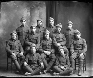 Photo Credit: The Rooms Provincial Archives: F25. Newfoundland soldiers wearing “woolen helmets.” Can you identify any of these Newfoundland soldiers?
