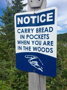 Residents and tourists are reminded at the beginning of the D'Iberville Trail near New Perlican, Trinity Bay to prepare for fairies. (Photo Credit: Stephanie Tucker, 2017)